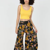 Wide Leg Lace Detail Tie Waist Pants