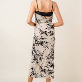 Burn Out Velvet Floral Mesh Midi Dress