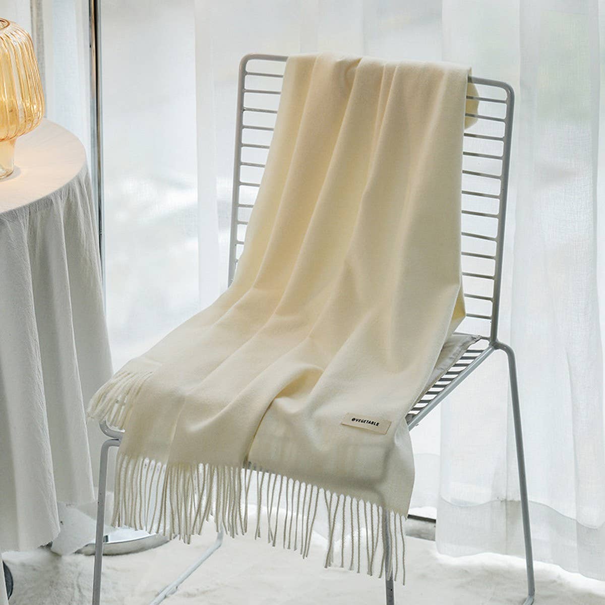 Solid Color Cashmere-Feel Fringe Shawl Scarf