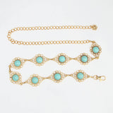 Vintage Style Gold & Turquoise Chain Belt