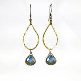 Labradorite Hammered Teardrop Earrings