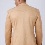 Slim Fit Suede Blazer - Tan