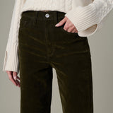 The Margot Straight Flocked Jean - Olive