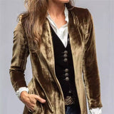 Vintage Style Velvet Split Vent Duster - Goldenrod