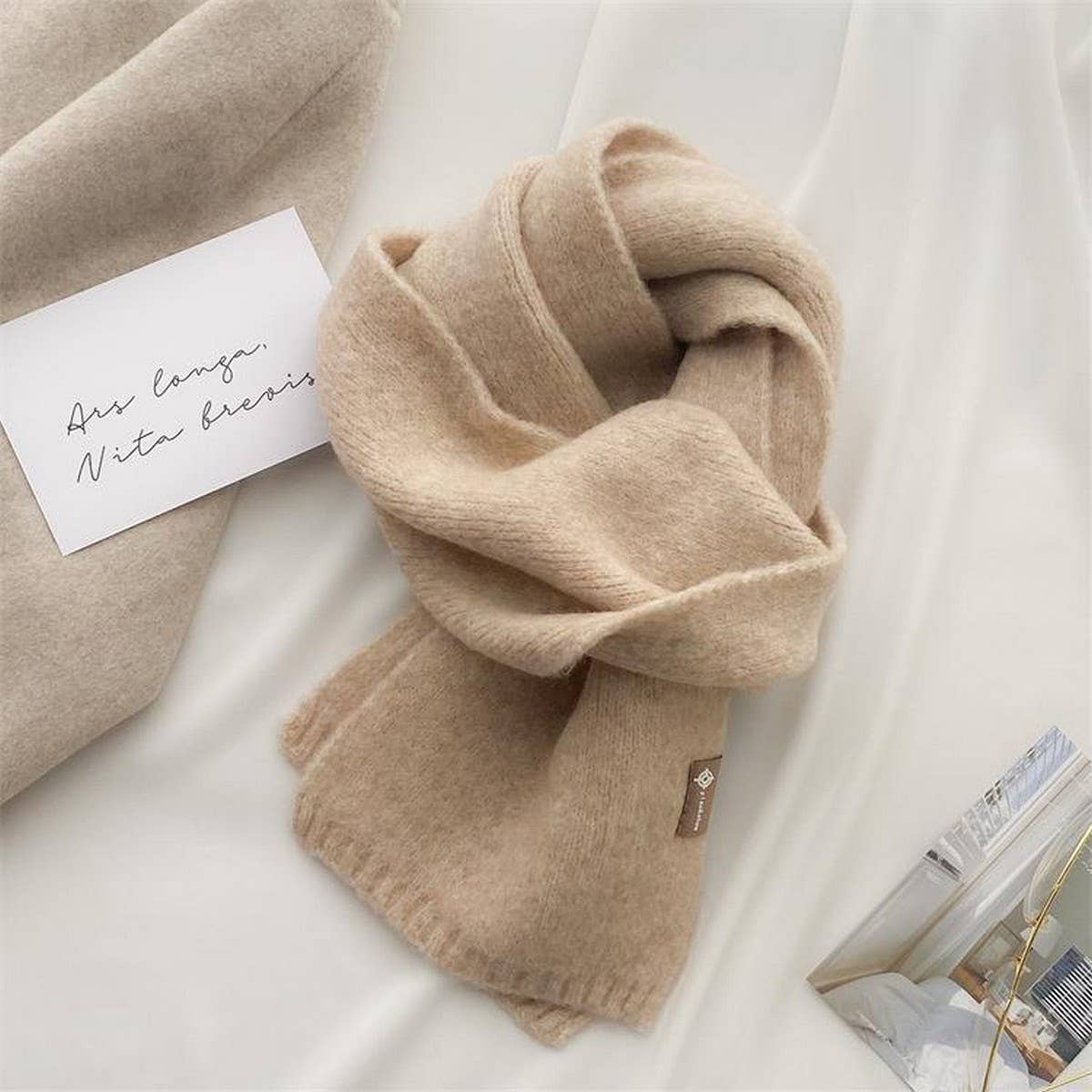 Wool Blend Cashmere-Feel Neck Scarf