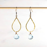 Blue Topaz Hammered Teadrop Earrings