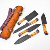 5 Piece Knife Set - Burnt Bone Handle