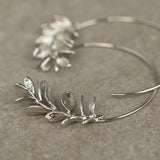 Botanical Leaf Hoop Earrings - Brass