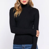 Long Sleeve High-Neck Fitted Sweater