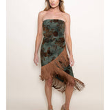 Floral Velvet Fringe Dress - Jade Combo