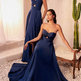 Strapless A-Line Satin Keyhole Dress