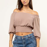 Chiffon Off-Shoulder Blouse