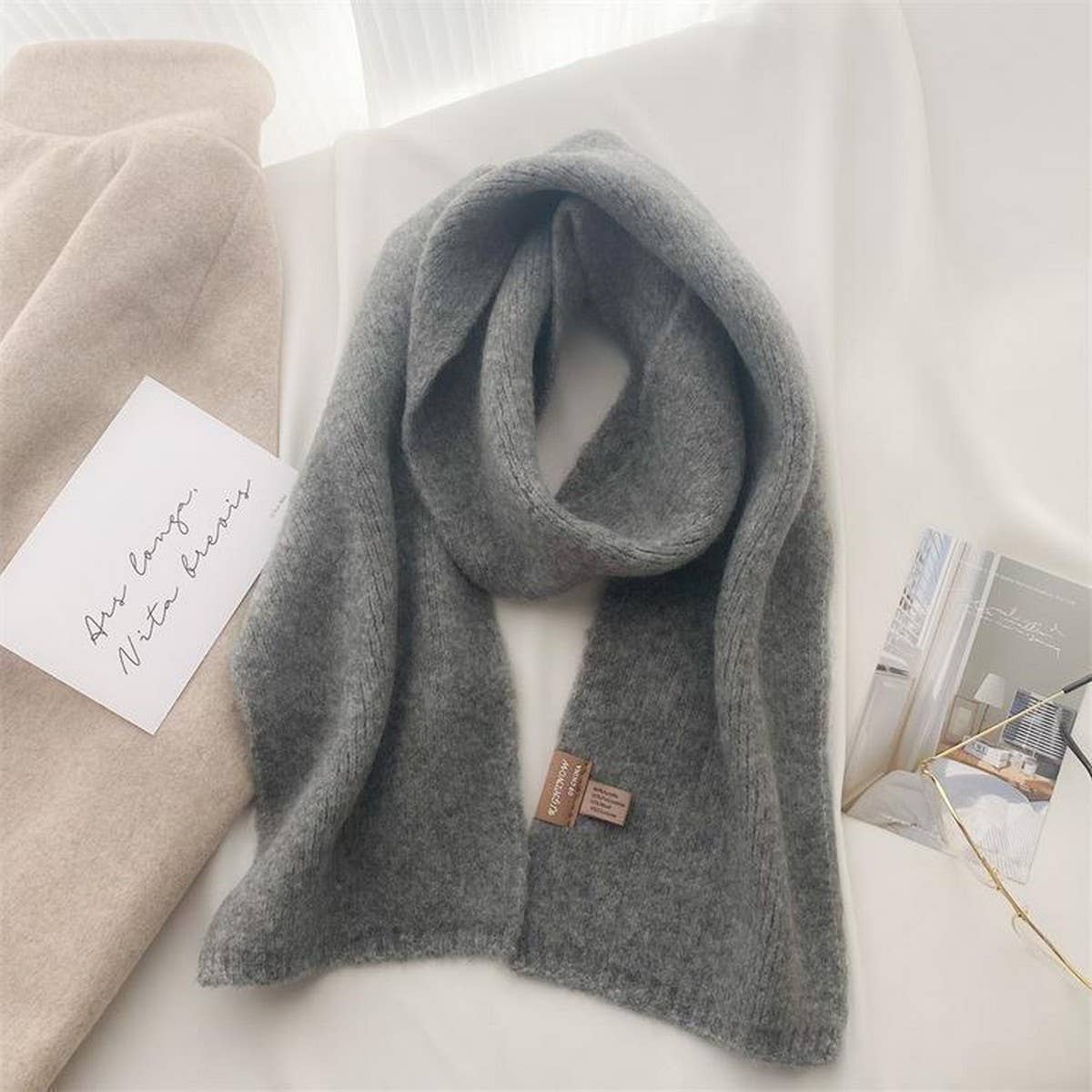 Wool Blend Cashmere-Feel Neck Scarf