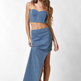 Sweetheart Neck Denim Tube Corset Top