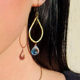 Blue Topaz Hammered Teadrop Earrings