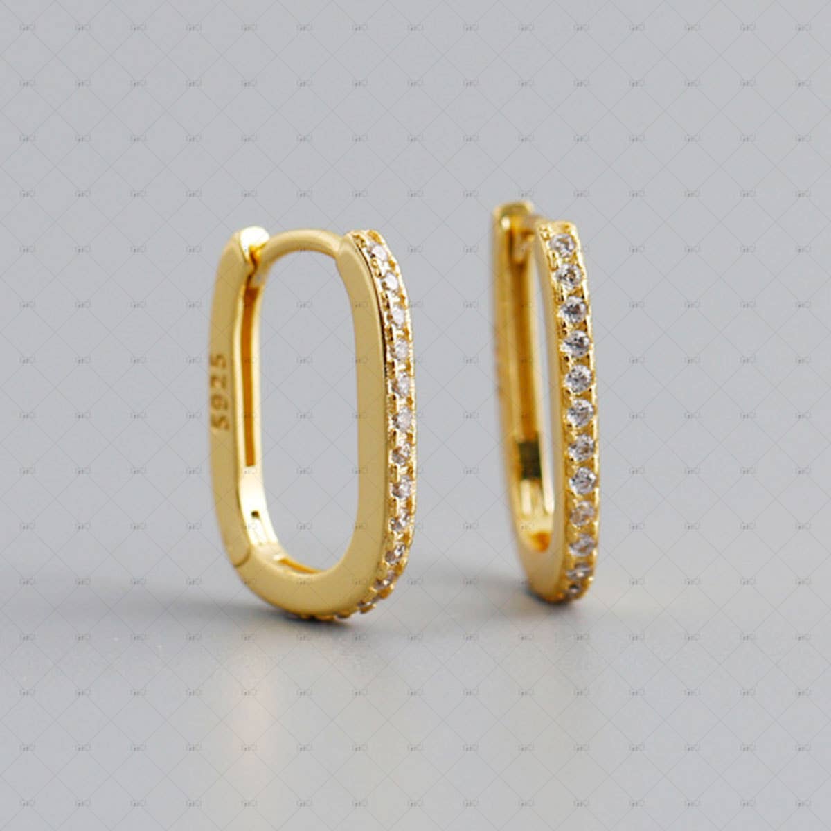 S925 Silver Hoop Zircon Earrings