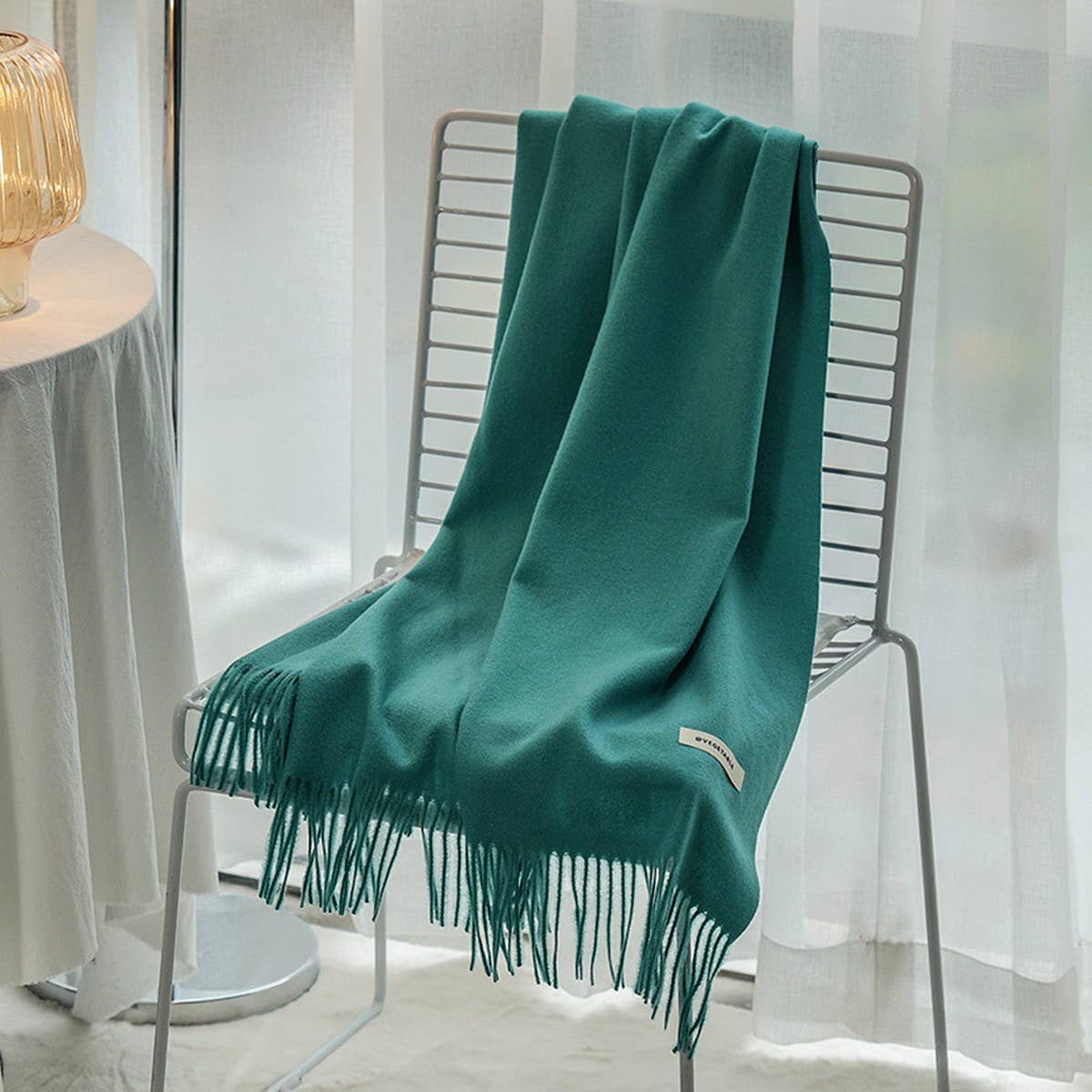 Solid Color Cashmere-Feel Fringe Shawl Scarf