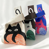 Cute Cat Knitted Shoulder Bag - White