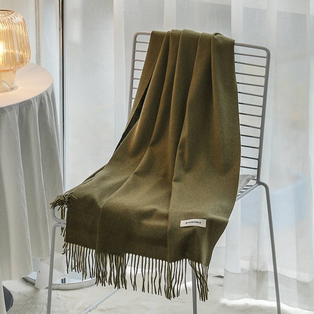 Solid Color Cashmere-Feel Fringe Shawl Scarf