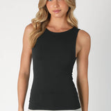 Clean Line Boat Neck Tank Top - Black