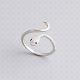 S925 Silver Snake Shape Single Black Eye Zirconia Ring