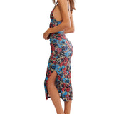 Long Live Printed Mesh Midi Dress - Black Combo