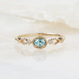 Sterling Silver Apatite and White Zircon Ring