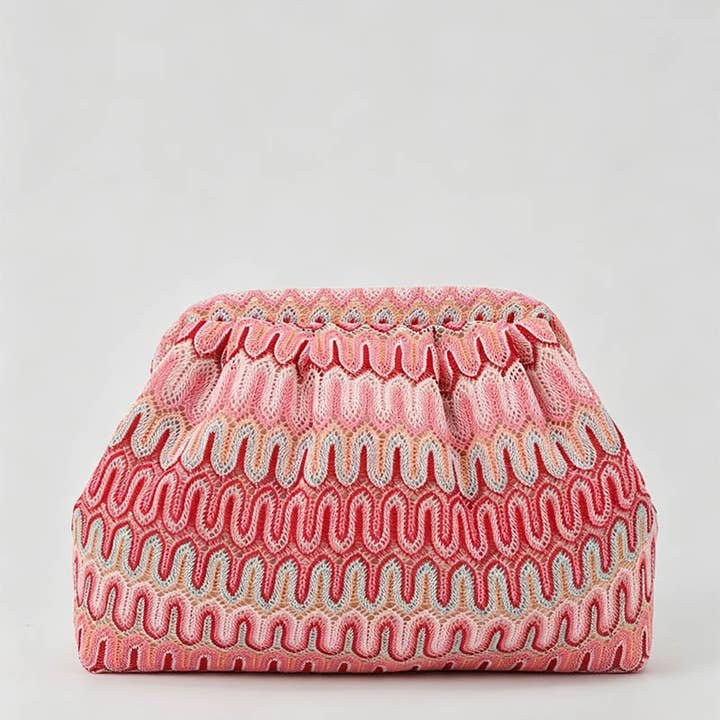 Multicolor Striped Pattern Cloud Clutch Bag