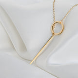 Circle Bar Y Necklace - Geometric Lariat Pendant