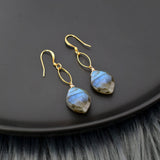 Raina Labradorite Gold Marquis Drop Earrings