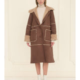 Faux Suede and Shearling Coat - Chocolate