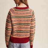 Fair Isle Knit Sweater - Burgundy Combo