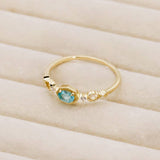 Sterling Silver Apatite and White Zircon Ring