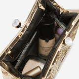 Floral Embroidery Evening Clutch - Champagne