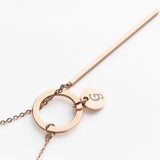 Circle Bar Y Necklace - Geometric Lariat Pendant
