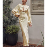 Open Back Satin Maxi - Sunlit Yellow