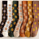 Vintage Flower Print Mid-Calf Socks