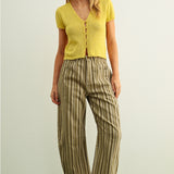 Multi Mix Stripe Printed Barrel Pants  - Green Combo