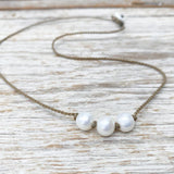 Triple Knot Pearl Necklace