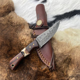 Introducing the Titan TK-060 Damascus Steel Skinner Knife with Rosewood & Stag Grip
