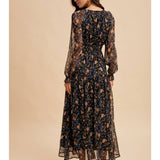 Smocked Floral Maxi Dress - Midnight