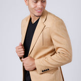 Slim Fit Suede Blazer - Tan