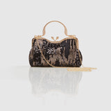 Vintage Style Velvet Sequin Clutch - Black