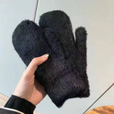 Fleece Lined Fuzzy Knit Mittens