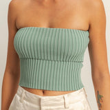 Fold Over Ribbed Tube Top