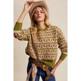 Jacquard Knit Sweater - Olive