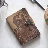 Peacock Embossed Leather Journal diary with 200 pages