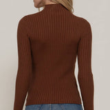 Long Sleeve High-Neck Fitted Sweater