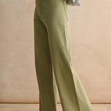 Straight Wide Leg Denim Pants - Dusty Sage
