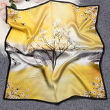 100% Silk Square Scart - Yellow
